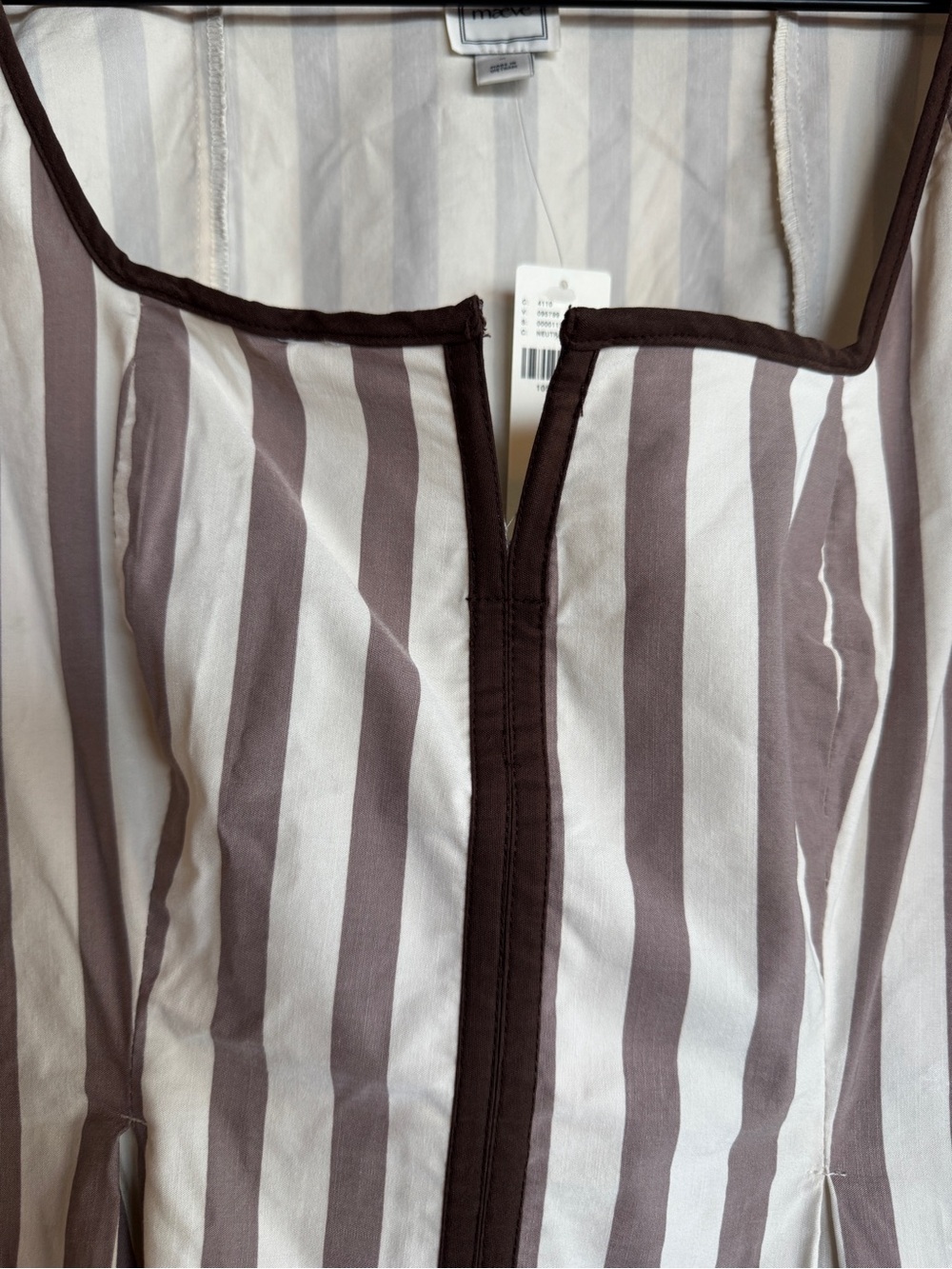 NWT Anthropologie Maeve Striped Square Neck Peplum Blouse Size M Brown White - Picture 5 of 13